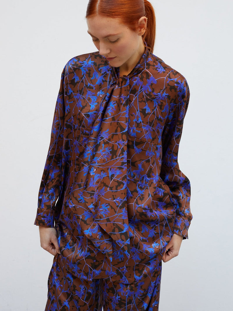 Chemise Surface | Eco - Viscose Tie - Neck Overshirt - VANHERÈEN