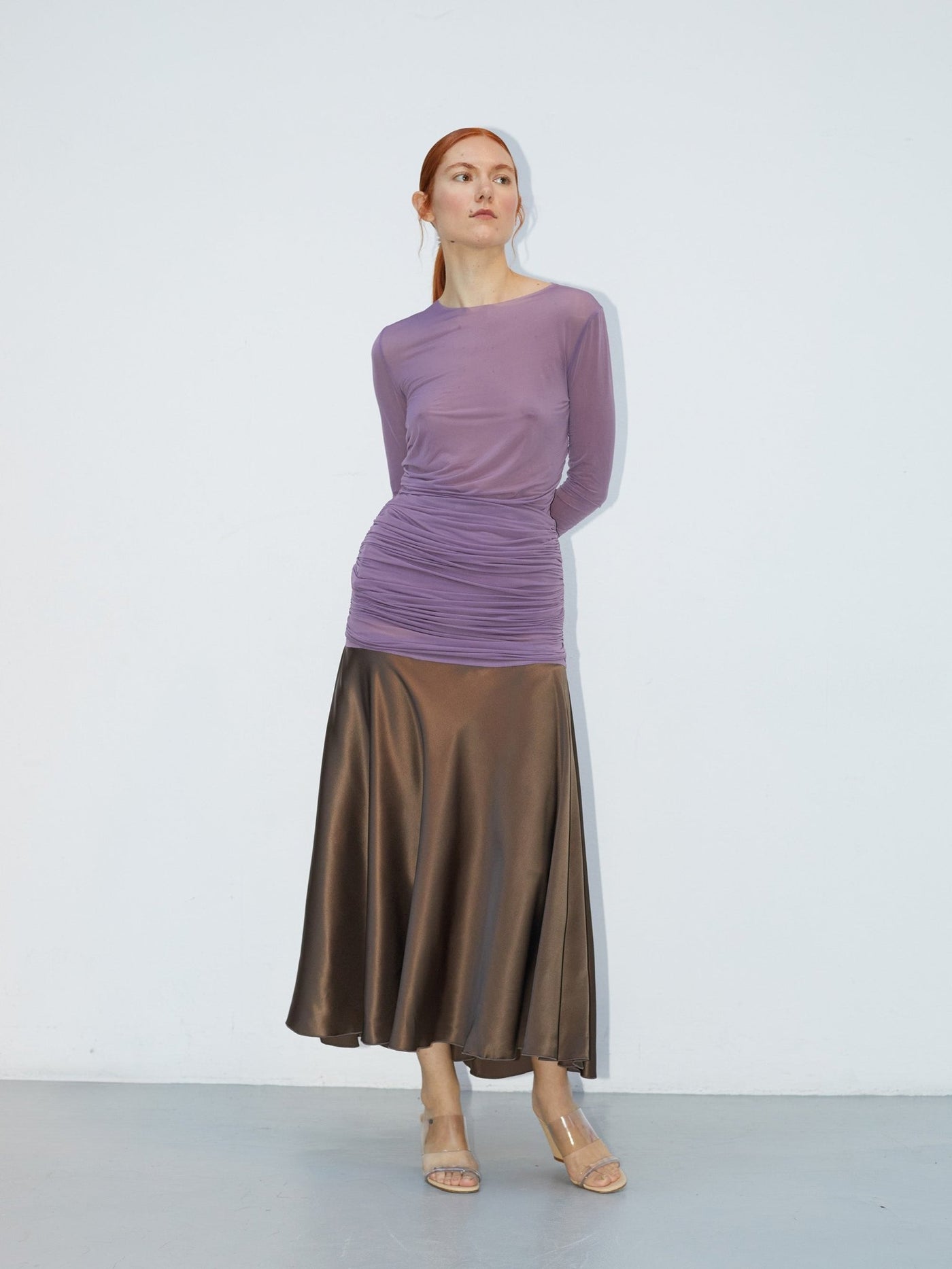 Mue Glissè - Sève | Draped Cupro Mini Dress - VANHERÈEN