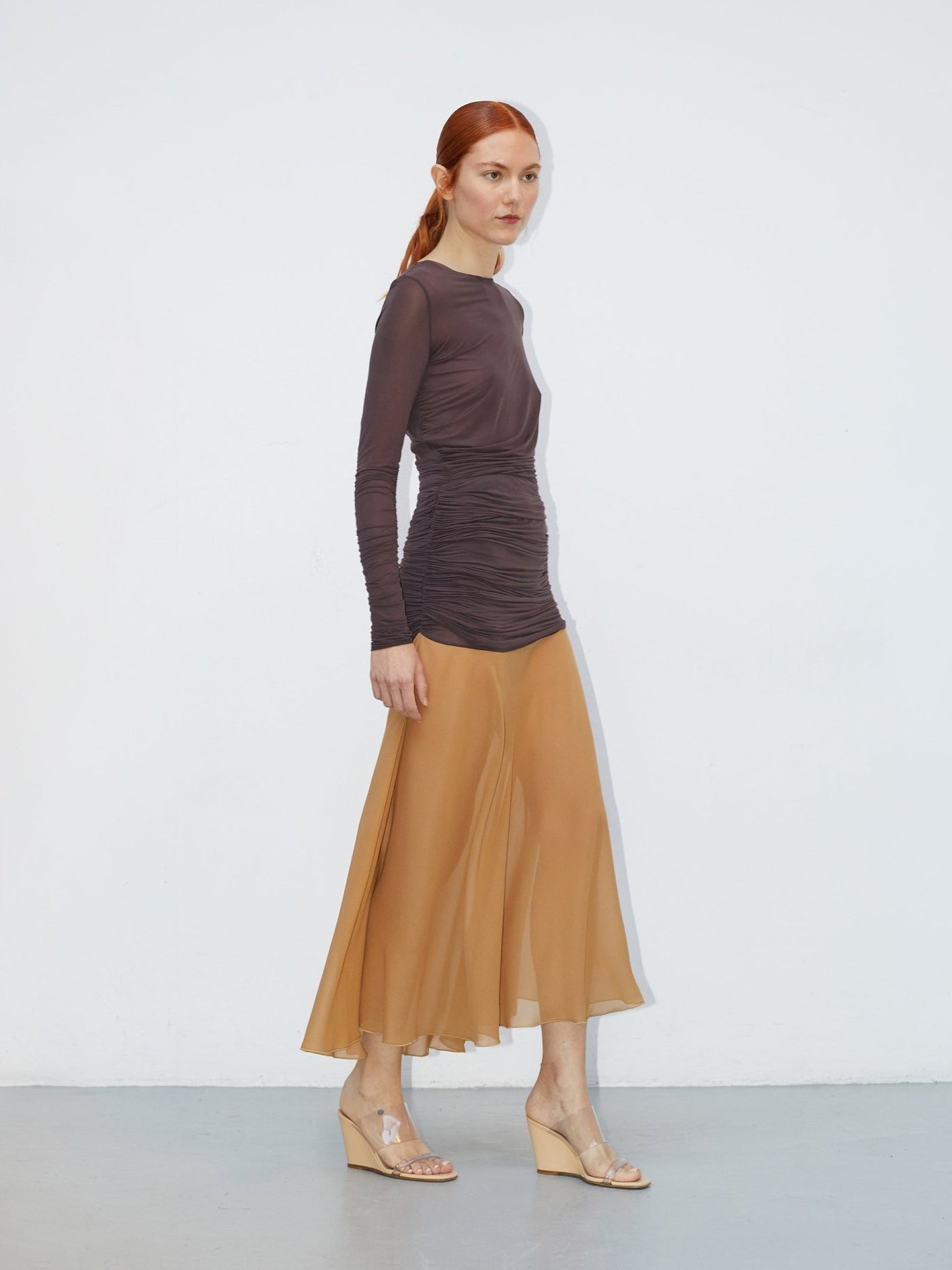 Mue Glissè - Terre Brûlée | Draped Cupro Mini Dress - VANHERÈEN