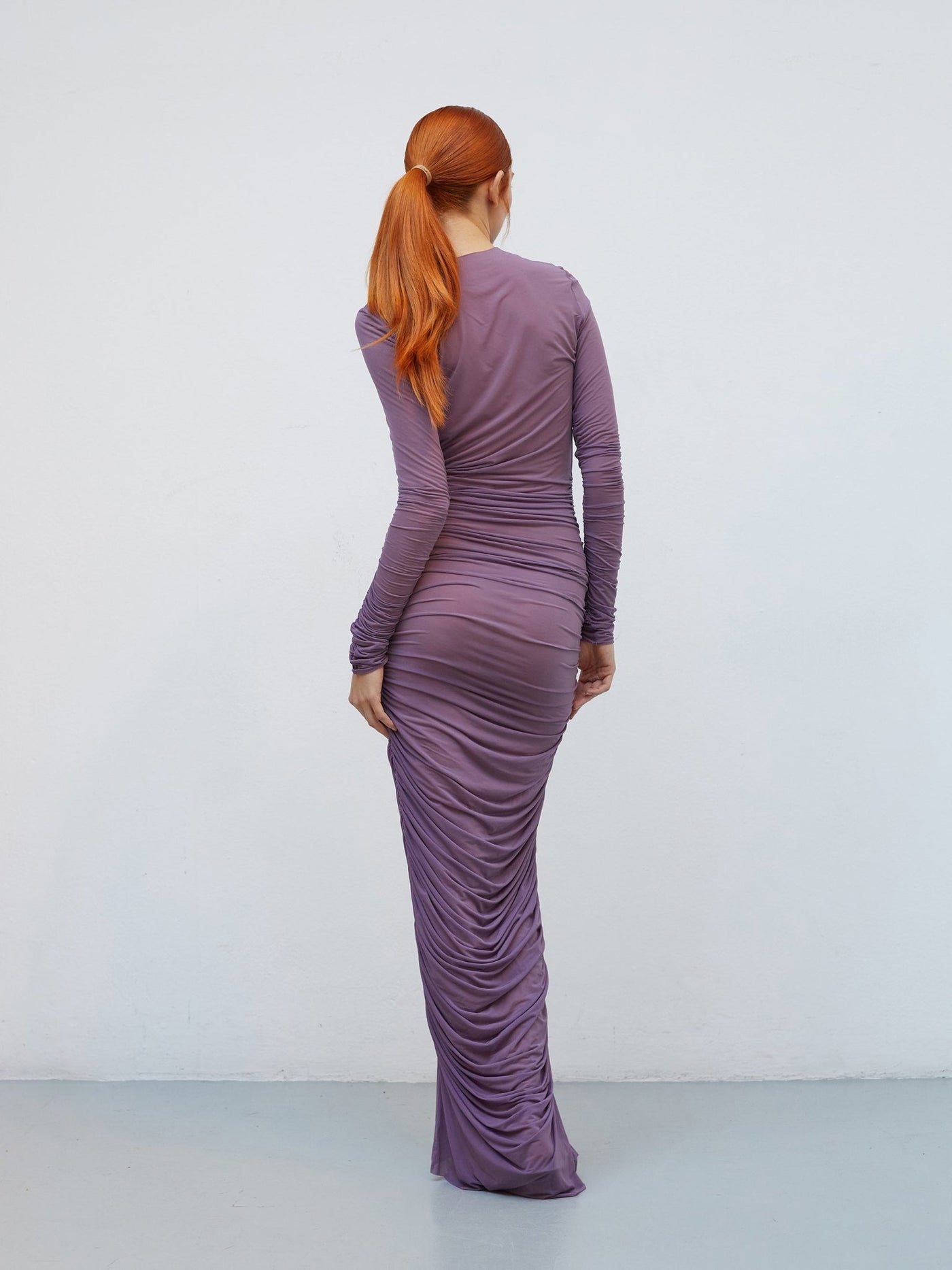 Mue Longue - Sève | Draped Cupro Maxi Dress - VANHERÈEN