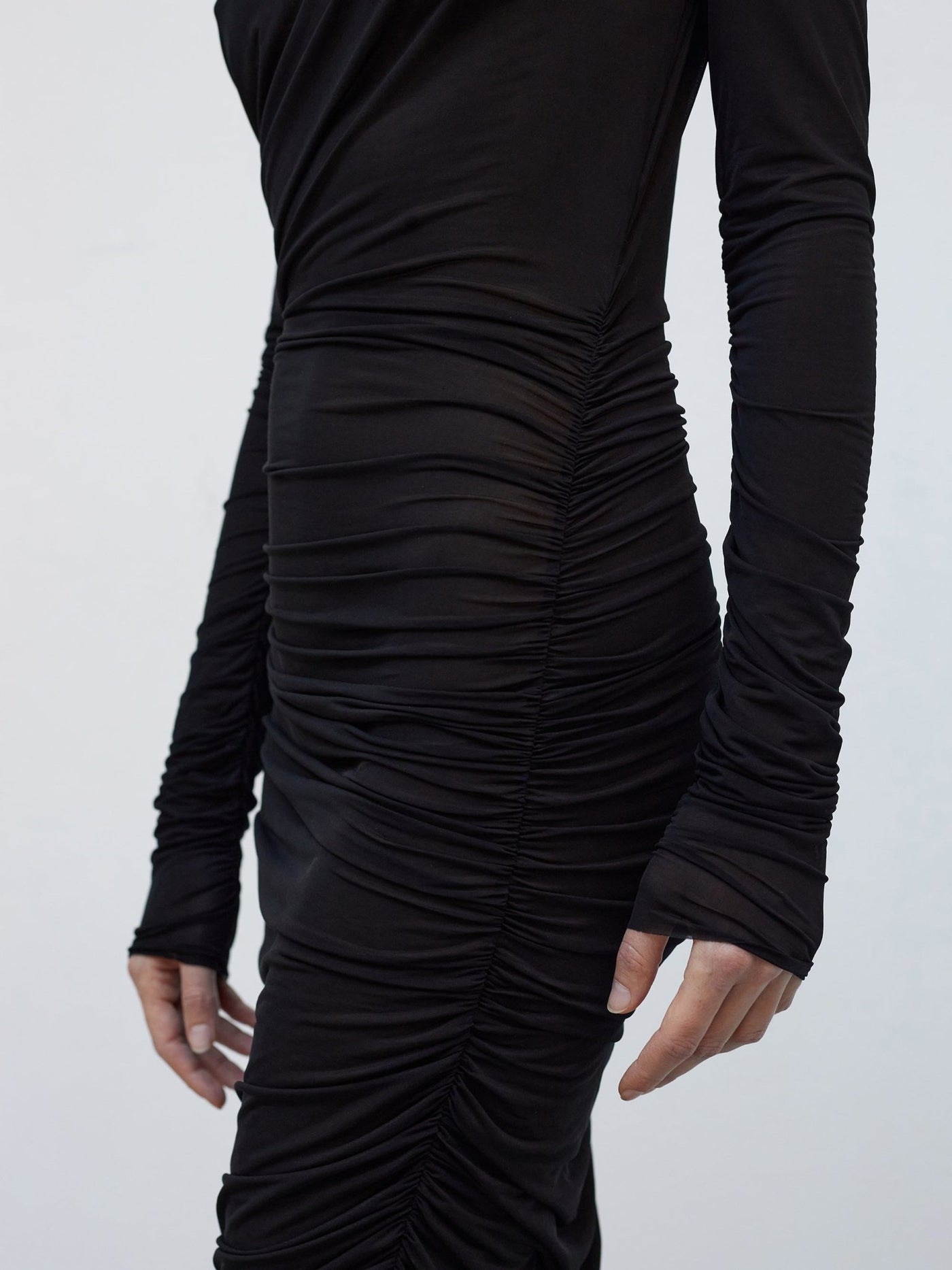 Mue Longue - Souterraine | Draped Cupro Maxi Dress - VANHERÈEN