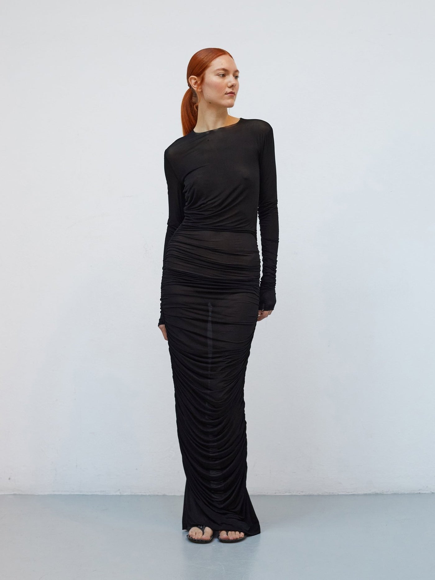 Mue Longue - Souterraine | Draped Cupro Maxi Dress - VANHERÈEN
