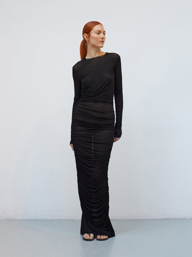Mue Longue - Souterraine | Draped Cupro Maxi Dress - VANHERÈEN