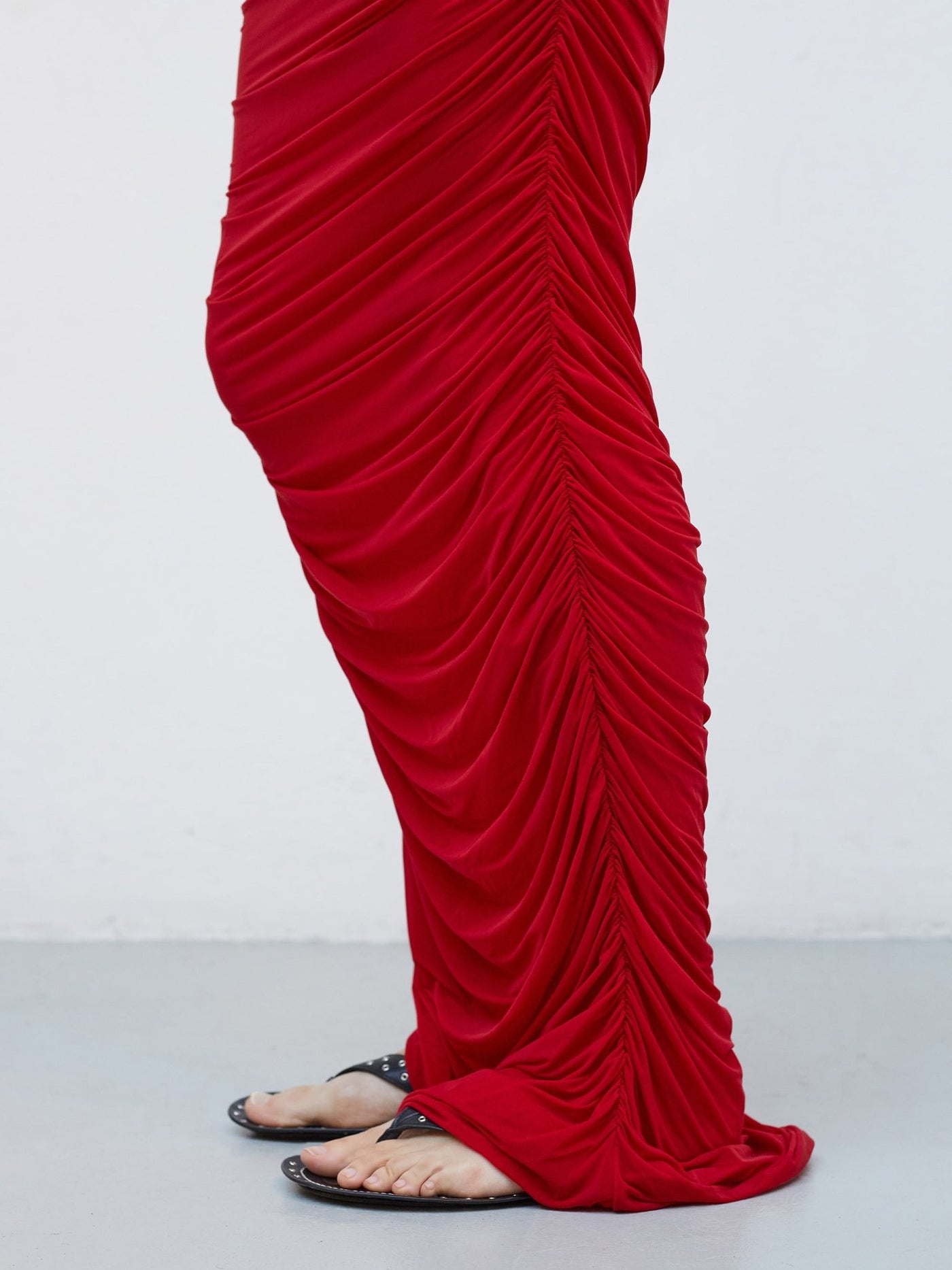 Mue Longue - Veine | Draped Cupro Maxi Dress - VANHERÈEN