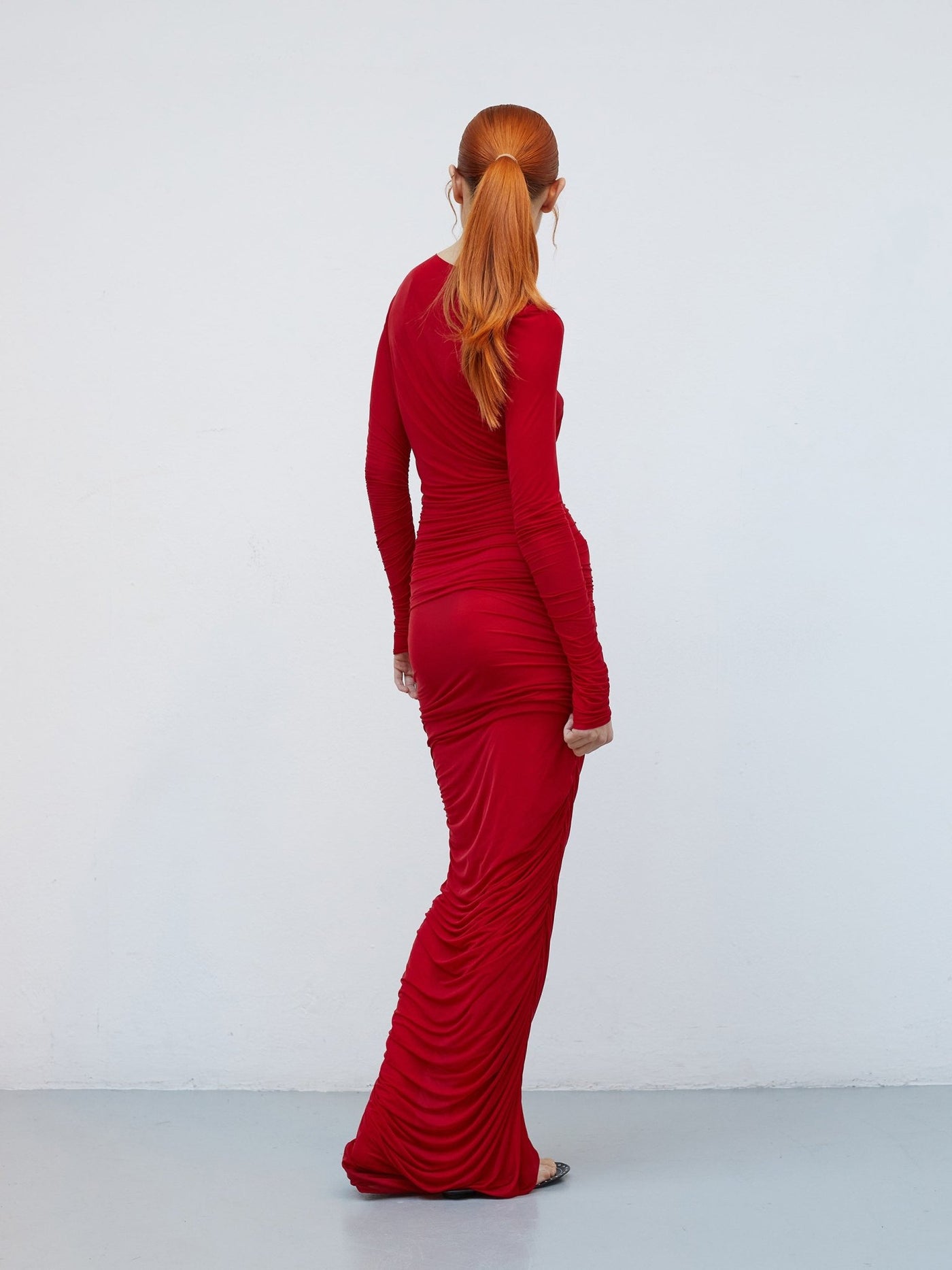 Mue Longue - Veine | Draped Cupro Maxi Dress - VANHERÈEN