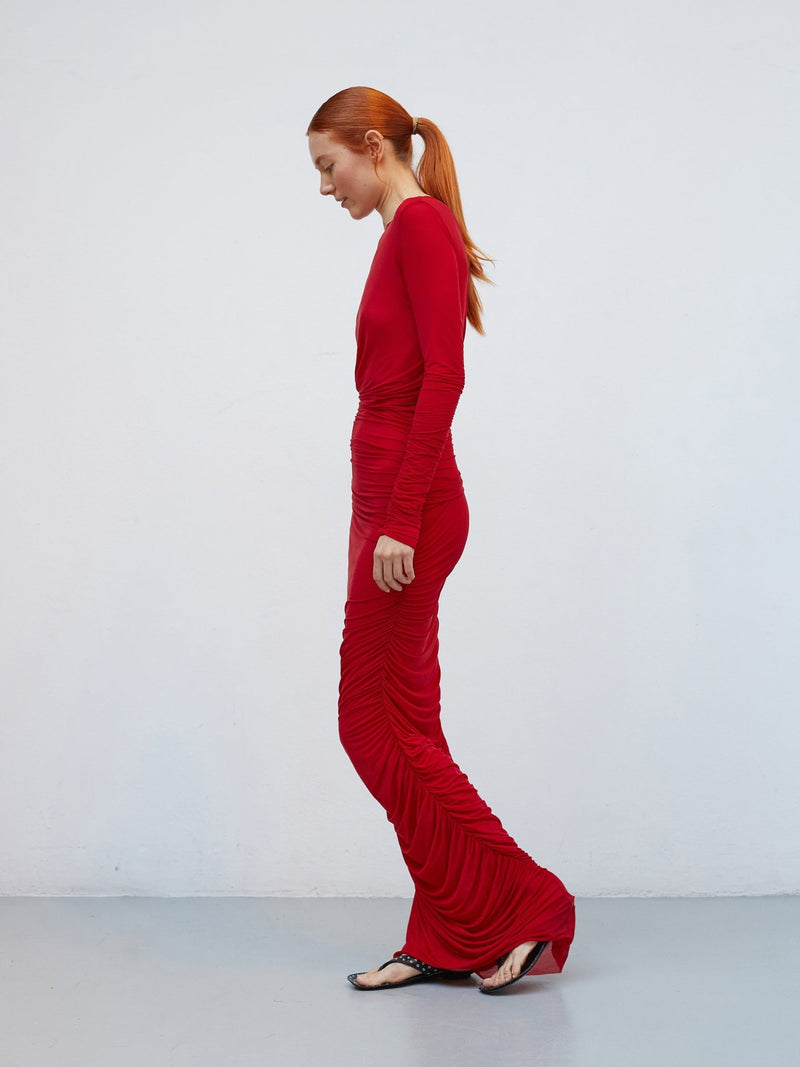 Mue Longue - Veine | Draped Cupro Maxi Dress - VANHERÈEN