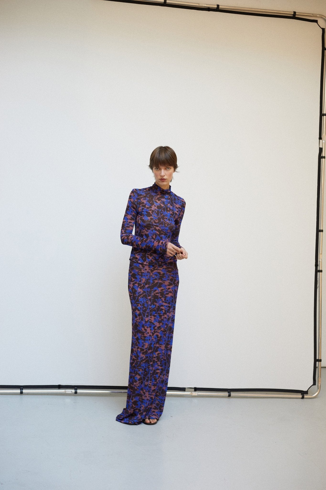 Mue Tombée | Sheer Blue Floral Maxi Skirt - VANHERÈEN