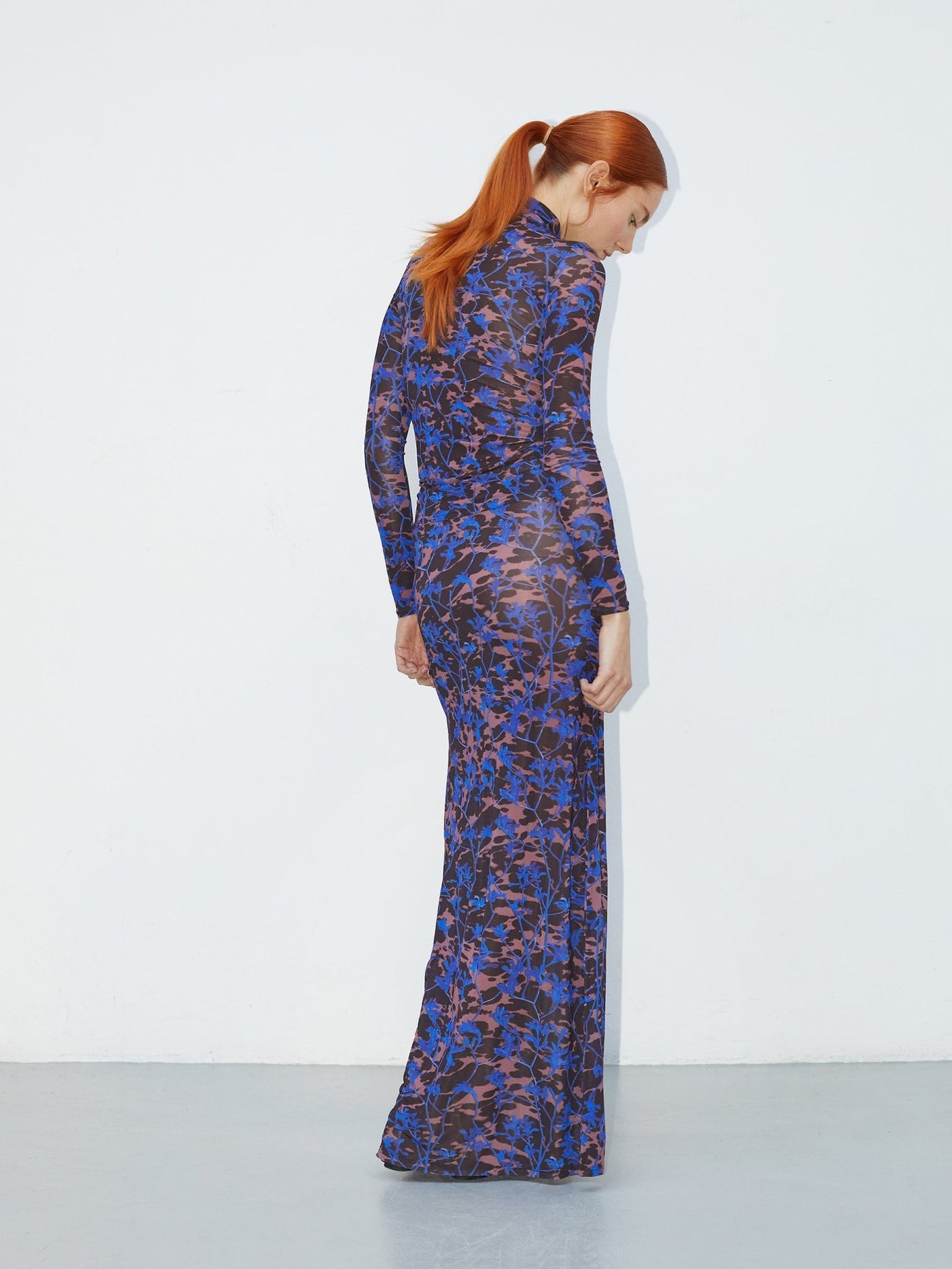 Mue Tombée | Sheer Blue Floral Maxi Skirt - VANHERÈEN