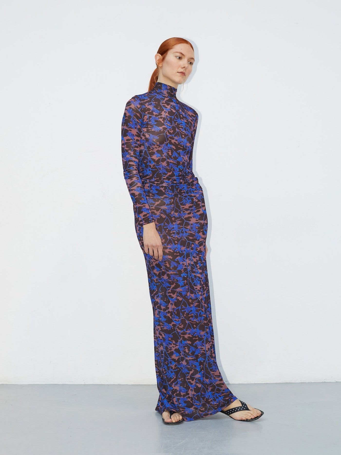 Mue Tombée | Sheer Blue Floral Maxi Skirt - VANHERÈEN