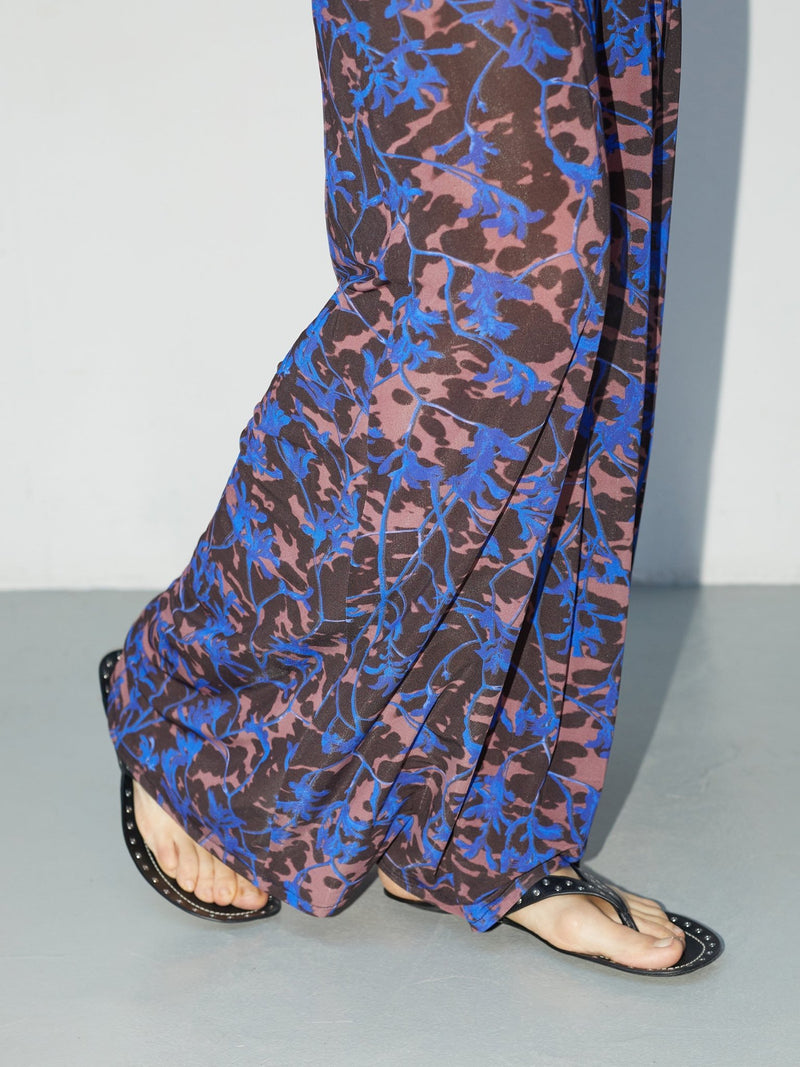 Mue Tombée | Sheer Blue Floral Maxi Skirt - VANHERÈEN
