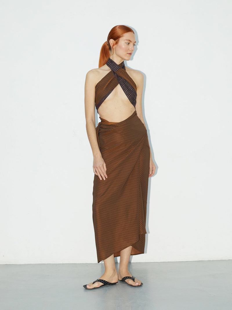 Nœud Centre Top | Hybrid Silk - Wool Halter Top - VANHERÈEN