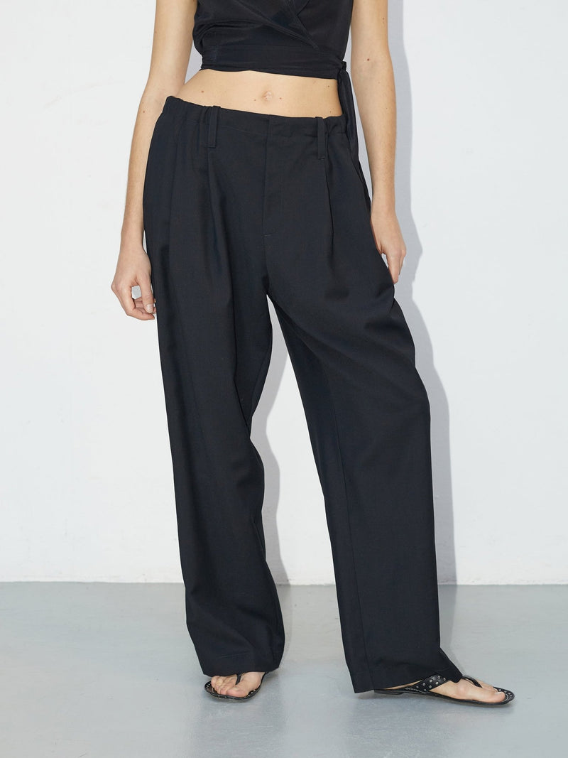 Pantalon Garçonne | Wide - Leg Cool Wool Trousers - VANHERÈEN