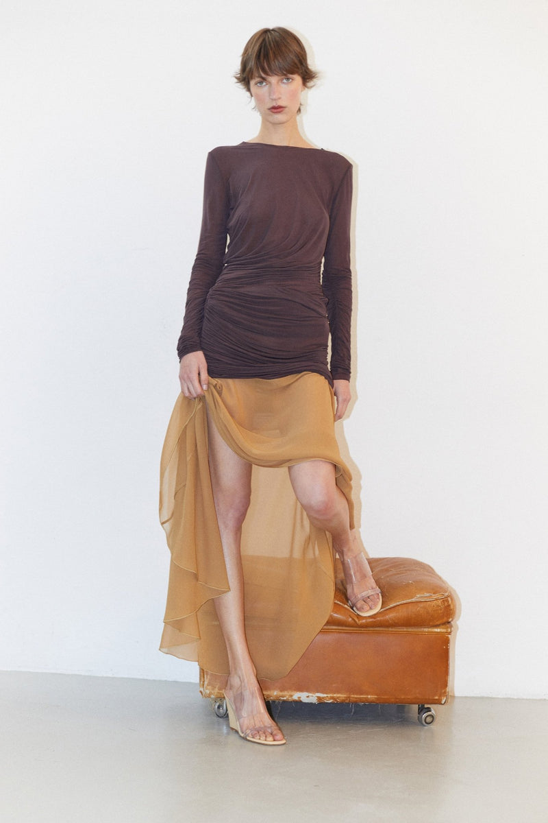 Seconde Peau | Hybrid Cupro & Silk Maxi Skirt - VANHERÈEN