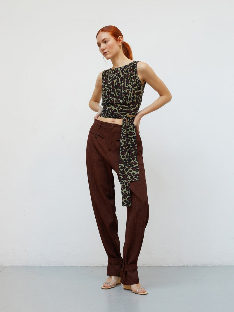 Top Double Jeu | Reversible Silk Wrap Top (Leopard Print) - VANHERÈEN