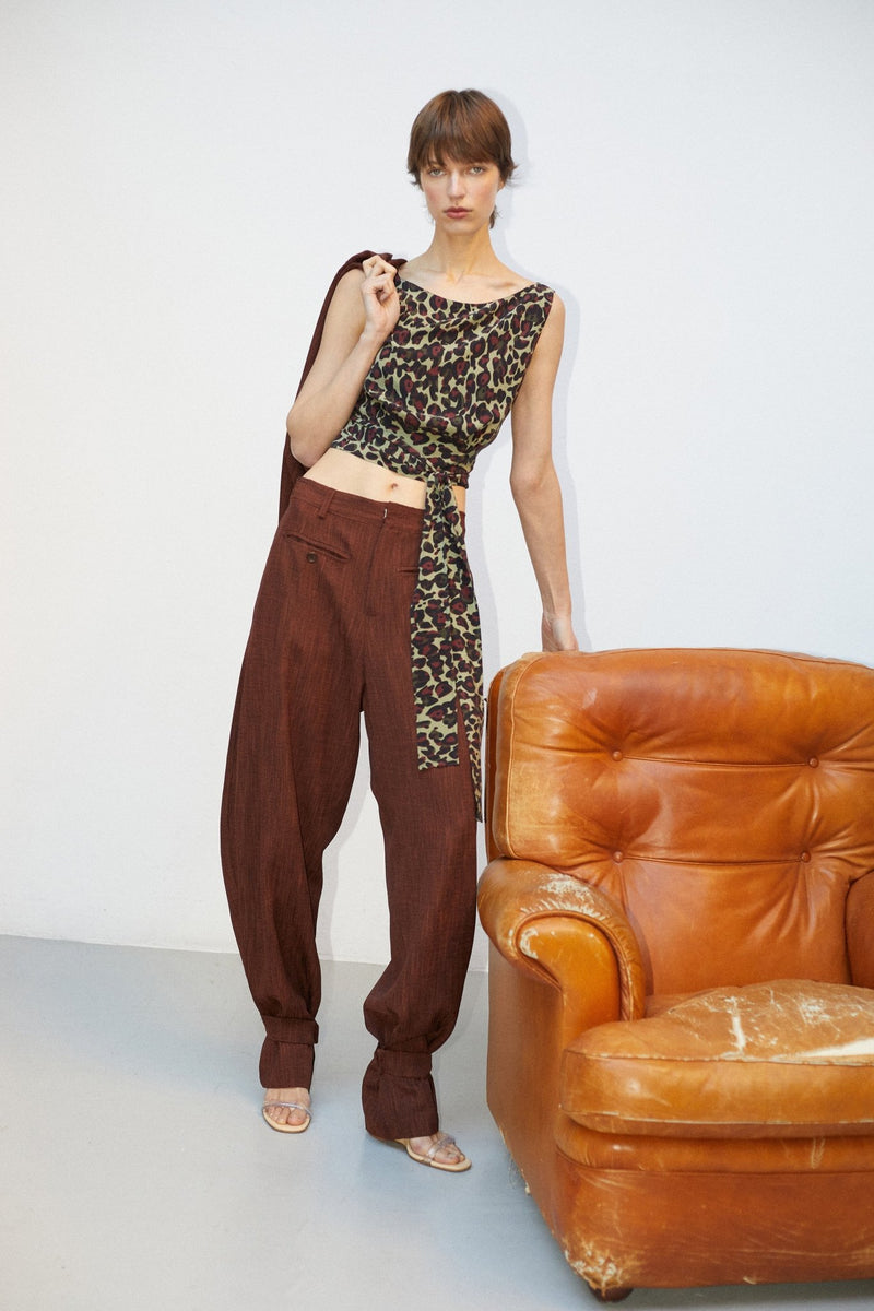 Top Double Jeu | Reversible Silk Wrap Top (Leopard Print) - VANHERÈEN