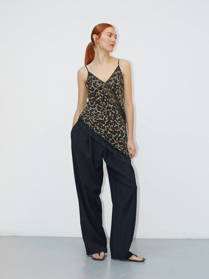 Top Nuisette Fauve | Silk & Lace Leopard Camisole - VANHERÈEN
